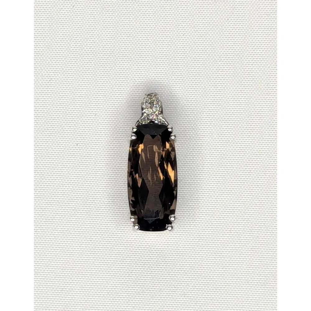 Smoky Quartz & Zircon Pendant - Sterling Silver, Brown